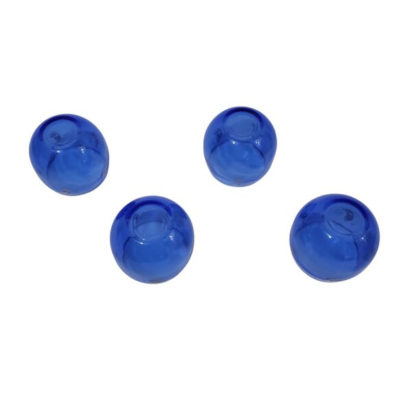 4 Vintage HAZEL ATLAS Cobalt Blue Cocktail Roly Poly Glasses Sailboat Ships 6 oz - Picture 5 of 5